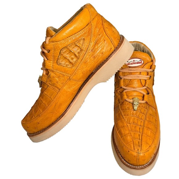 Los Altos Genuine Gator W/Ostrich Casual Shoe/Boot in Buttercup Lace Up SZ 7.5 main image 10